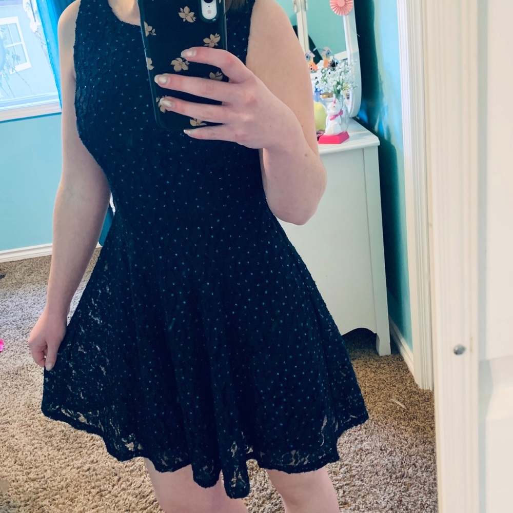 XS Navy Blue Lace Sparkle Cocktail/Semi Formal